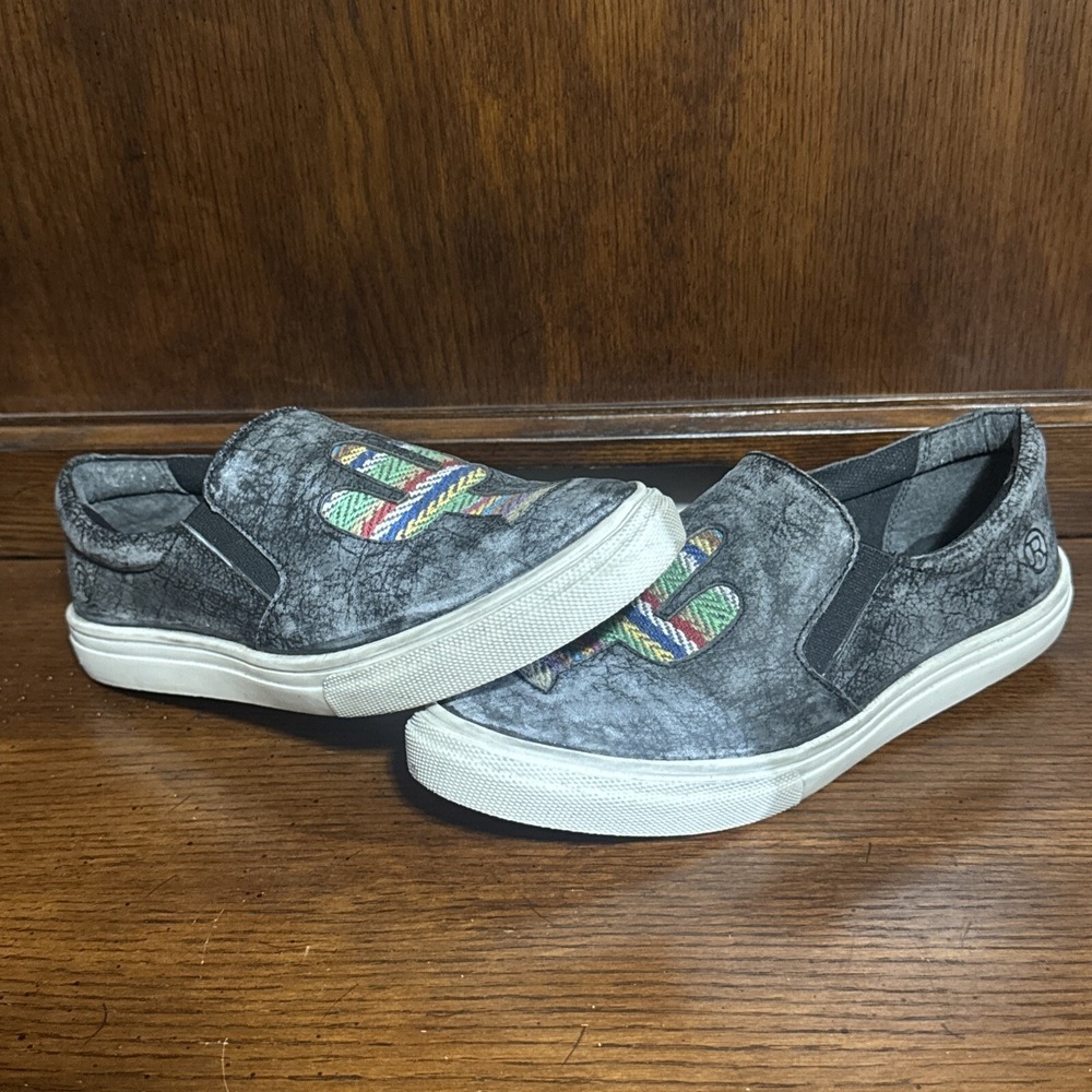 Roper Distressed Grey Leather Mane Cactus Slip‎ On Southwestern Loafer Size 7
